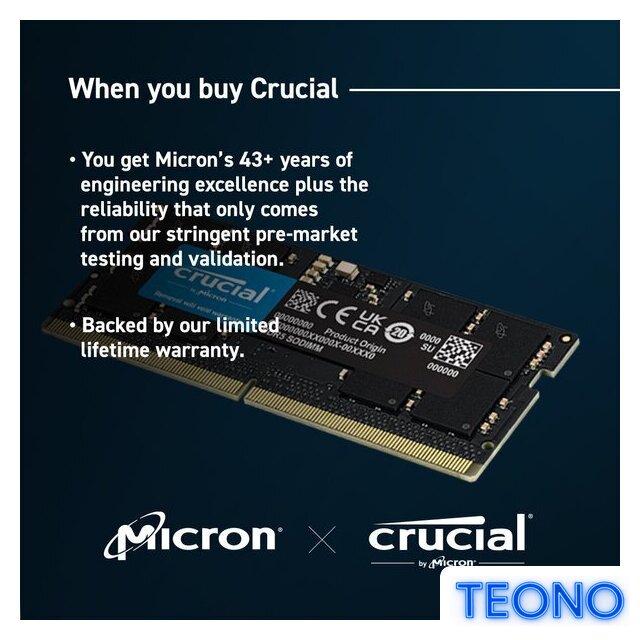 Оперативная память Crucial 2x32ГБ DDR5 SODIMM 4800 МГц CT2K32G48C40S5 - Изображение №3 — Интернет-магазин Teono.by