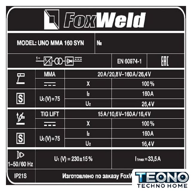 Сварочный инвертор FoxWeld UNO MMA 160 SYN 8541 - Изображение №7 — Интернет-магазин Teono.by