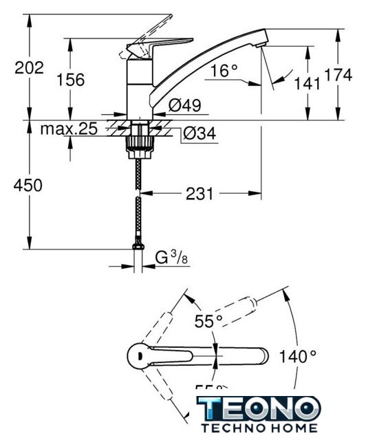 Смеситель Grohe BauEco 31680000 - Изображение №4 — Интернет-магазин Teono.by