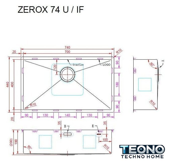 Кухонная мойка ZorG Zerox 74 U / IF Zurinox Steel - Изображение №4 — Интернет-магазин Teono.by