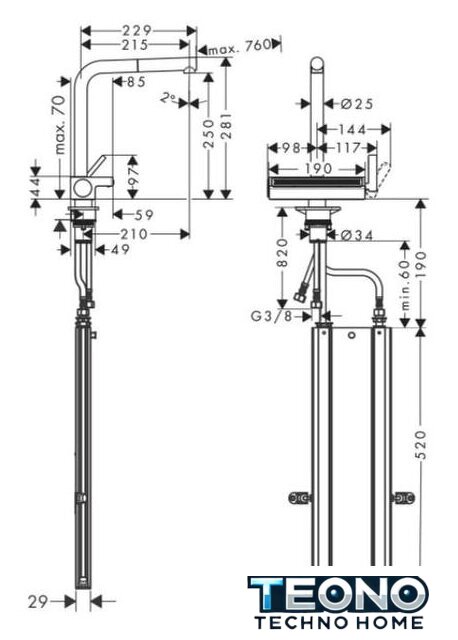 Смеситель Hansgrohe Aquno Select M81 73830670 (матовый черный) - Изображение №2 — Интернет-магазин Teono.by