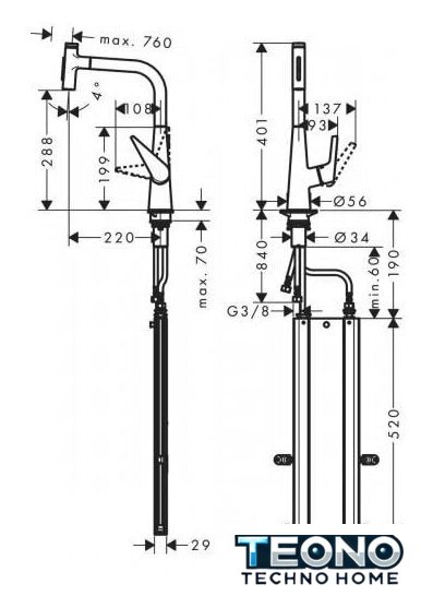 Смеситель Hansgrohe Talis Select M51 73867000 - Изображение №4 — Интернет-магазин Teono.by