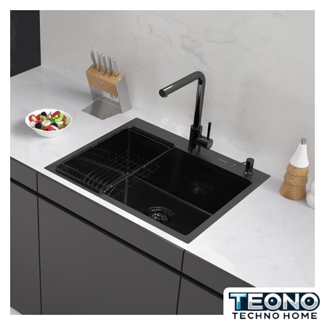 Кухонная мойка ARFEKA ECO AR мойка 600*500, коландер F, дозатор BLACK DECOR MILLET - Изображение №1 — Интернет-магазин Teono.by
