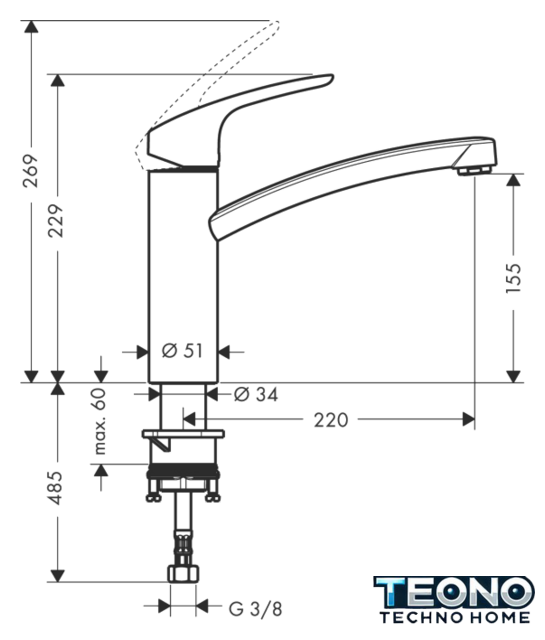Смеситель Hansgrohe Focus 31806800 - Изображение №3 — Интернет-магазин Teono.by