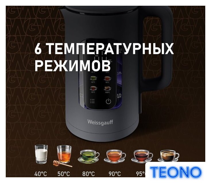 Электрический чайник Weissgauff WK 1500 Dt Touch BodyCool - Изображение №6 — Интернет-магазин Teono.by