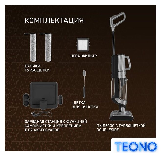 Вертикальный моющий пылесос Weissgauff V22 BLDC 250 Graphite DoubleSide AquaPro SelfDry - Изображение №15 — Интернет-магазин Teono.by
