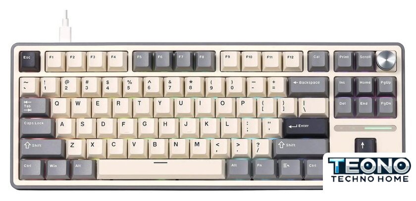 Клавиатура Royal Kludge R87 Pro RGB Half Grey (RK Cream) - Изображение №1 — Интернет-магазин Teono.by