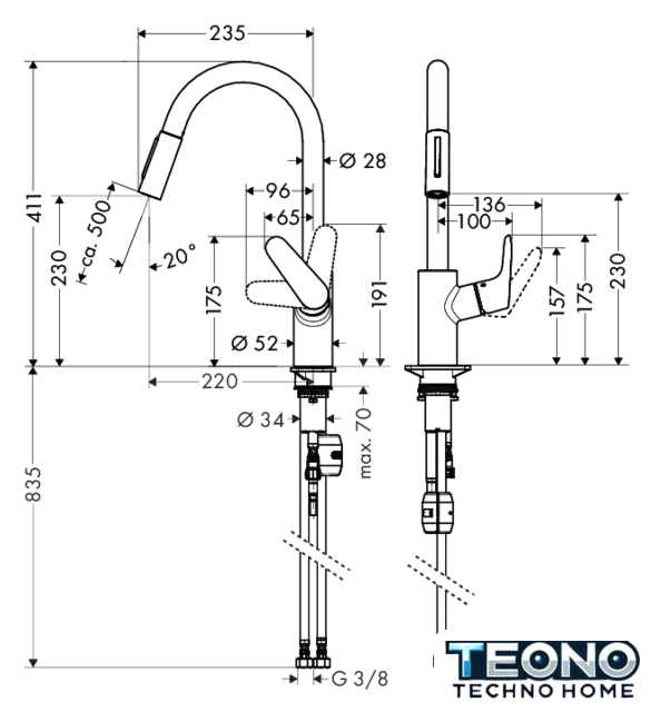 Смеситель Hansgrohe Focus 31815000 - Изображение №3 — Интернет-магазин Teono.by