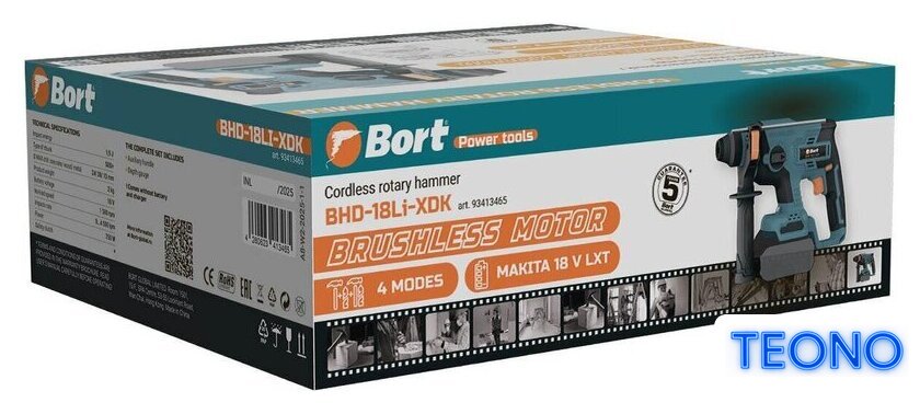 Перфоратор Bort BHD-18Li-XDK 93413465 (без АКБ) - Изображение №4 — Интернет-магазин Teono.by