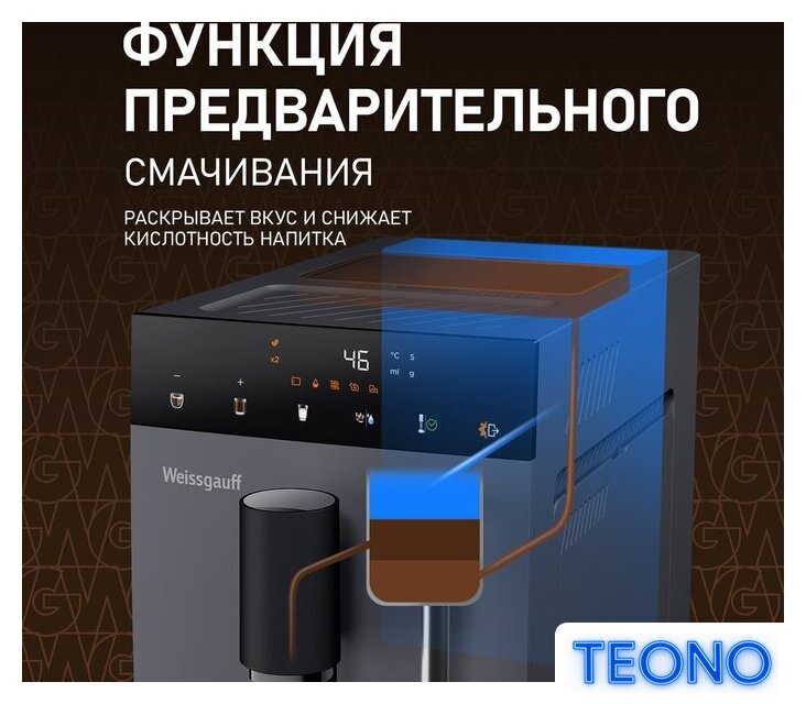 Кофемашина Weissgauff WCM-245 DBx Touch Cappuccino - Изображение №9 — Интернет-магазин Teono.by