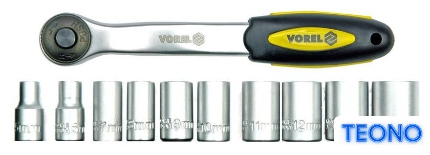Набор трещотка с головками Vorel 58602 (11 предметов) - Изображение №2 — Интернет-магазин Teono.by