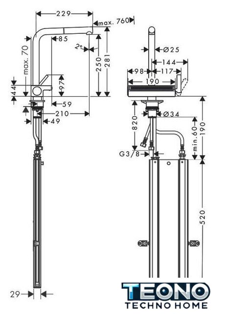 Смеситель Hansgrohe Aquno Select M81 73830000 (хром) - Изображение №6 — Интернет-магазин Teono.by