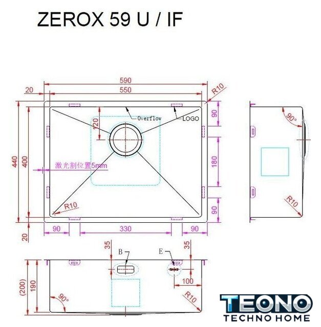 Кухонная мойка ZorG Zerox 59 U / IF Zurinox PVD Gunblack - Изображение №4 — Интернет-магазин Teono.by