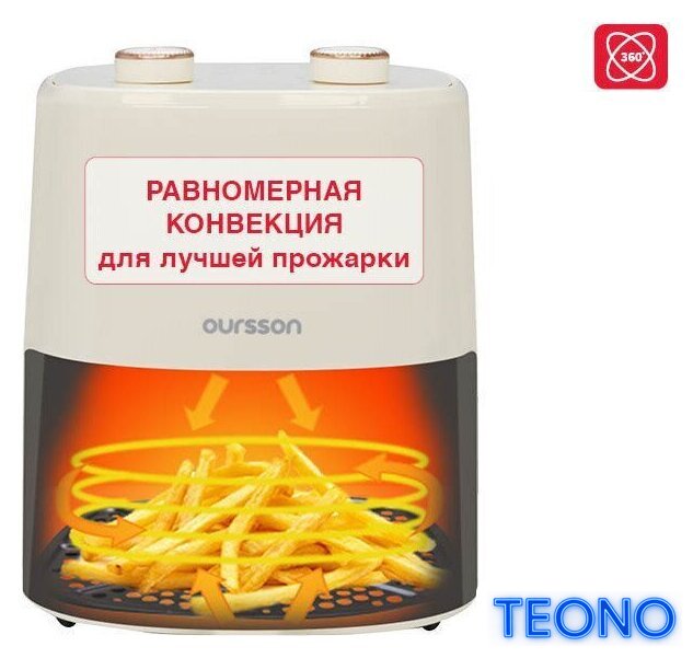 Аэрогриль (аэрофритюрница) Oursson AF3501/IV - Изображение №8 — Интернет-магазин Teono.by