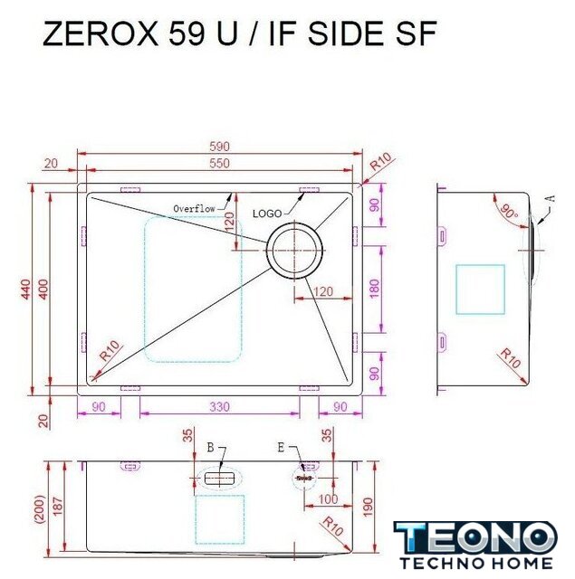 Кухонная мойка ZorG Zerox 59 U / IF Side SF PVD Gold - Изображение №4 — Интернет-магазин Teono.by