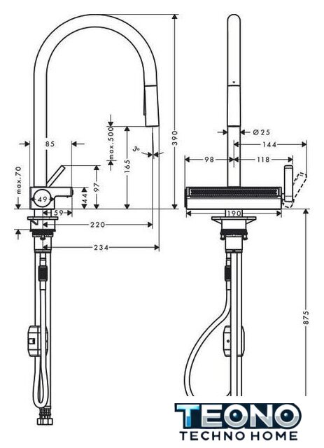 Смеситель Hansgrohe Aquno Select M81 73837000 (хром) - Изображение №9 — Интернет-магазин Teono.by