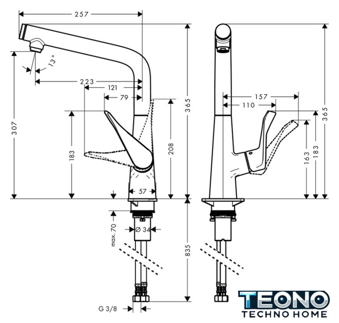 Смеситель Hansgrohe Metris Select 14883800 - Изображение №13 — Интернет-магазин Teono.by