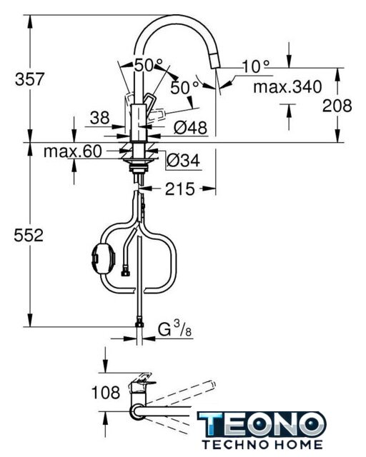 Смеситель Grohe Chrom 30543000 - Изображение №5 — Интернет-магазин Teono.by