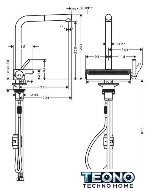 Смеситель Hansgrohe Aquno Select M81 73836000 (хром) - Изображение №6 — Интернет-магазин Teono.by