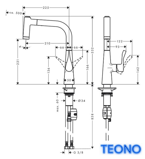 Смеситель Hansgrohe Metris 220 14834800 - Изображение №2 — Интернет-магазин Teono.by