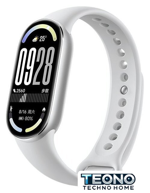 Фитнес-браслет Xiaomi Smart Band 10 (серебристый, с белым силиконовым ремешком, международная версия) - Изображение №1 — Интернет-магазин Teono.by