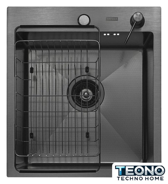 Кухонная мойка ARFEKA ECO AR мойка 450*500, коландер F, дозатор BLACK DECOR - Изображение №2 — Интернет-магазин Teono.by