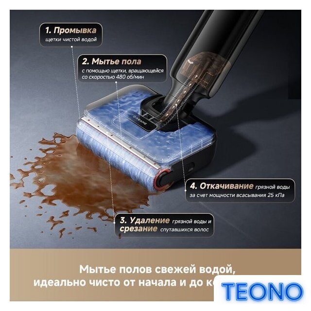 Вертикальный моющий пылесос Dreame G12 Wet and Dry Vacuum HHR32A (евровилка, черный) - Изображение №10 — Интернет-магазин Teono.by