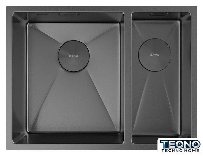 Кухонная мойка ZorG Zerox 58-2 U / IF-R PVD Gunblack - Изображение №3 — Интернет-магазин Teono.by