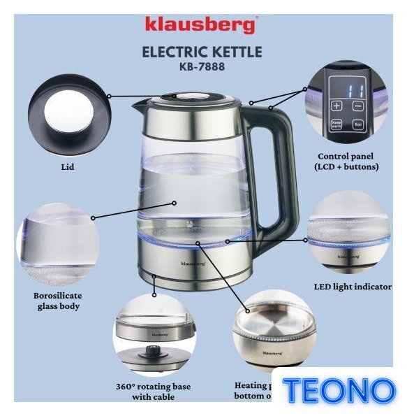 Электрический чайник Klausberg KB-7888 - Изображение №4 — Интернет-магазин Teono.by