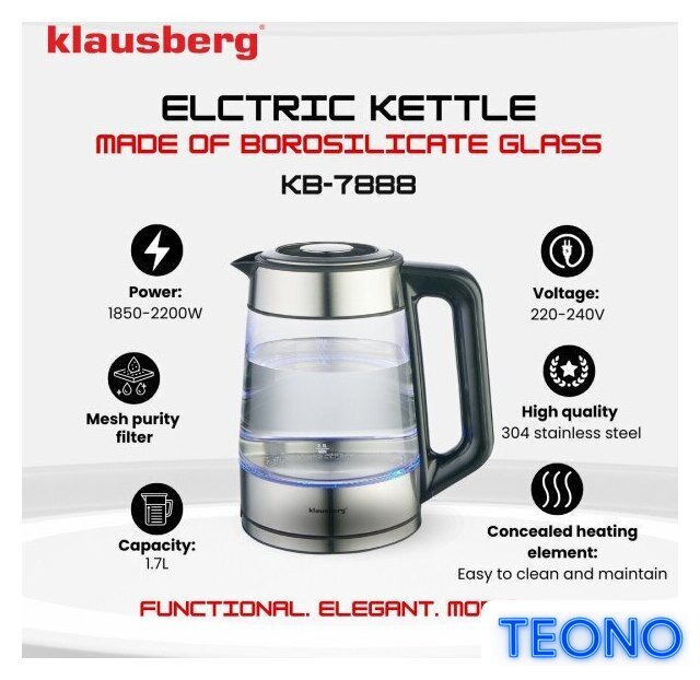 Электрический чайник Klausberg KB-7888 - Изображение №3 — Интернет-магазин Teono.by