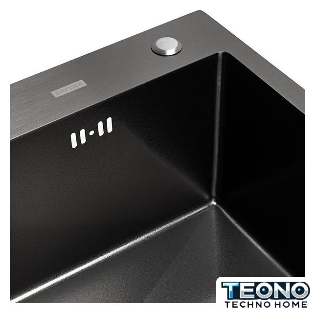 Кухонная мойка ARFEKA ECO AR 700*500 BLACK PVD NANO DECOR VOLCANIC ROCK - Изображение №6 — Интернет-магазин Teono.by