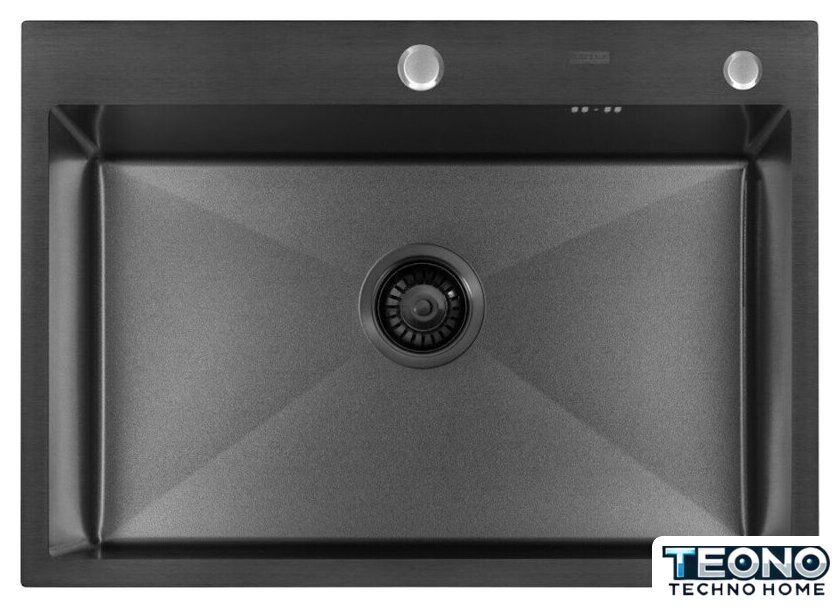 Кухонная мойка ARFEKA ECO AR 700*500 BLACK PVD NANO DECOR VOLCANIC ROCK - Изображение №4 — Интернет-магазин Teono.by