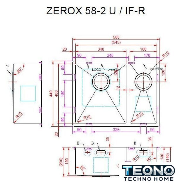 Кухонная мойка ZorG Zerox 58-2 U / IF-R PVD Gold - Изображение №4 — Интернет-магазин Teono.by