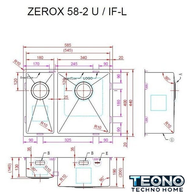 Кухонная мойка ZorG Zerox 58-2 U / IF-L PVD Gold - Изображение №4 — Интернет-магазин Teono.by