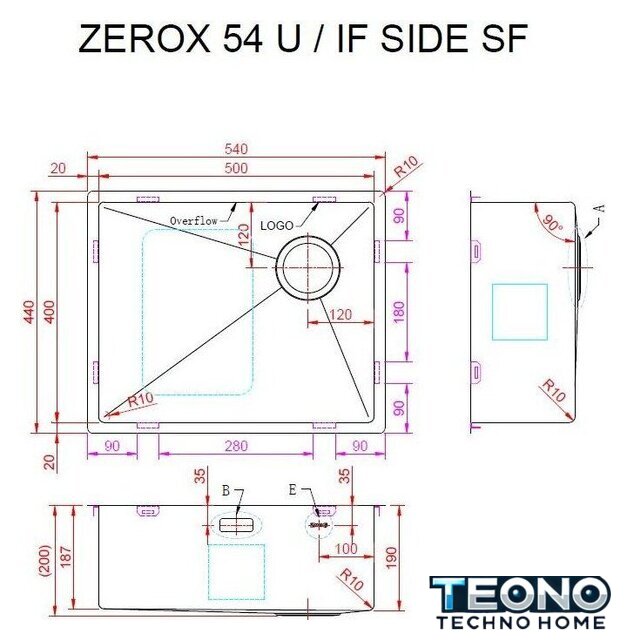 Кухонная мойка ZorG Zerox 54 U / IF Side SF Steel - Изображение №4 — Интернет-магазин Teono.by