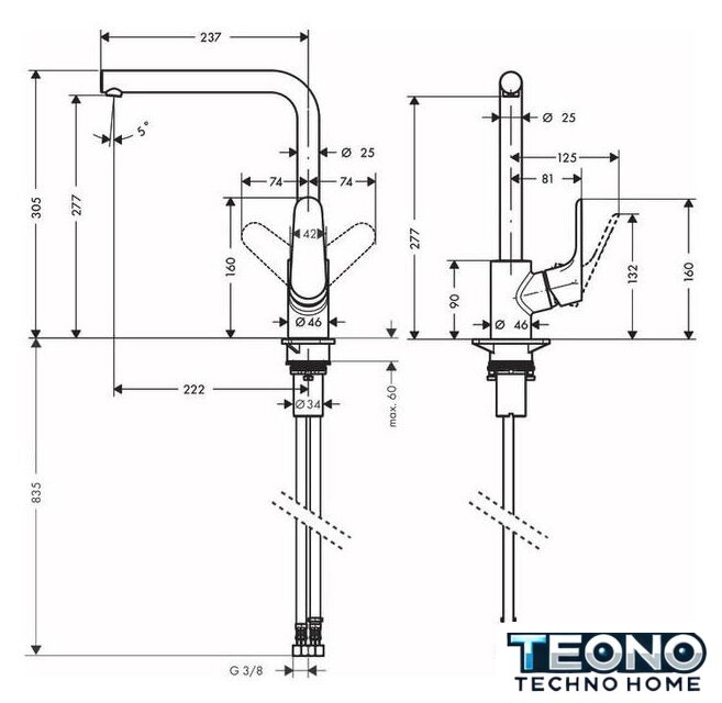 Смеситель Hansgrohe Focus M41 31817670 - Изображение №2 — Интернет-магазин Teono.by
