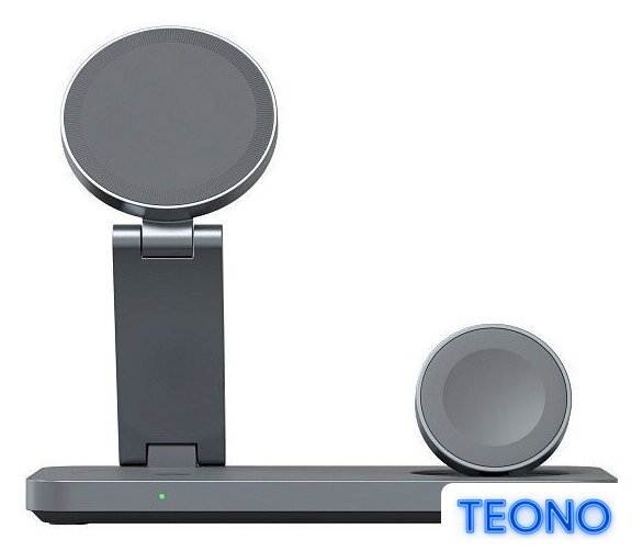Беспроводное зарядное Magssory Yoga 3 в 1 Charging Station для Apple Qi2 WCH016m (темно-серый) - Изображение №2 — Интернет-магазин Teono.by
