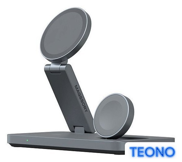 Беспроводное зарядное Magssory Yoga 3 в 1 Charging Station для Apple Qi2 WCH016m (темно-серый) - Изображение №1 — Интернет-магазин Teono.by