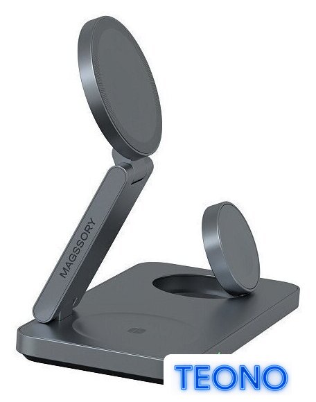 Беспроводное зарядное Magssory Yoga 3 в 1 Charging Station для Apple Qi2 WCH016m (темно-серый) - Изображение №3 — Интернет-магазин Teono.by