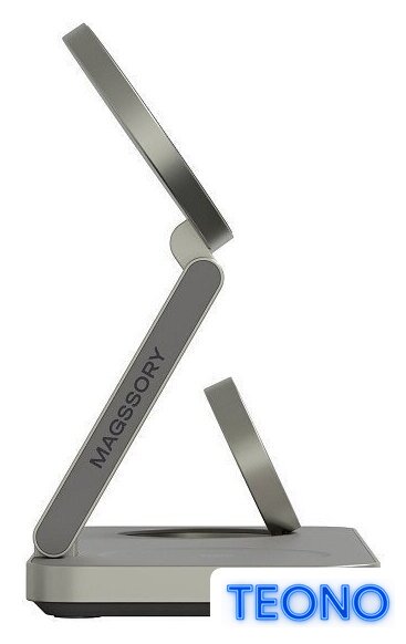 Беспроводное зарядное Magssory Yoga 3 в 1 Charging Station для Apple Qi2 WCH016t (титан) - Изображение №4 — Интернет-магазин Teono.by
