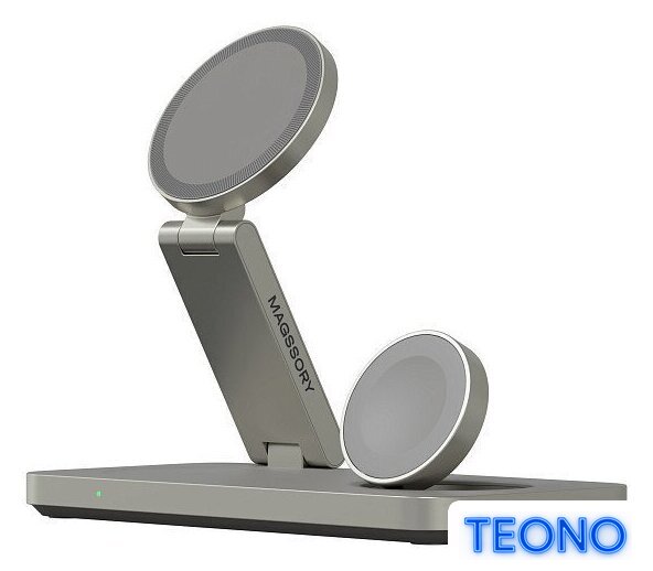 Беспроводное зарядное Magssory Yoga 3 в 1 Charging Station для Apple Qi2 WCH016t (титан) - Изображение №1 — Интернет-магазин Teono.by
