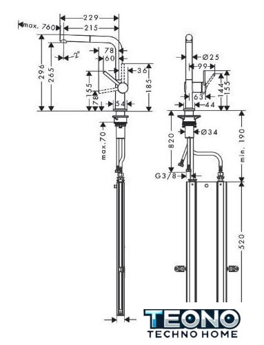 Смеситель Hansgrohe Talis M54 72809000 - Изображение №2 — Интернет-магазин Teono.by