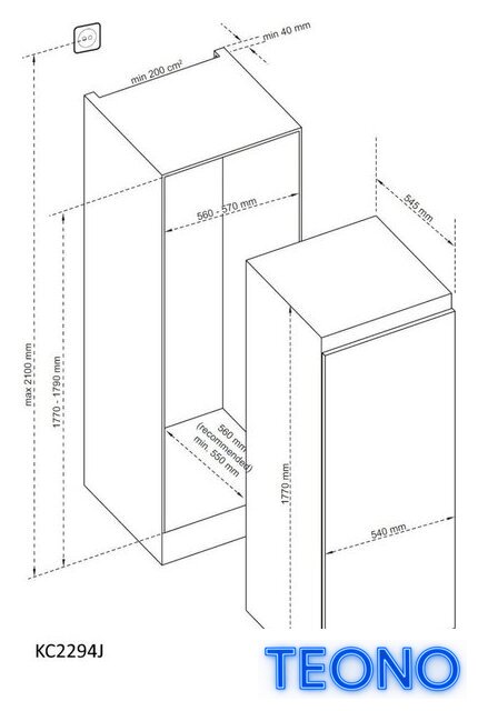 Однокамерный холодильник Kluge KC2294J - Изображение №3 — Интернет-магазин Teono.by