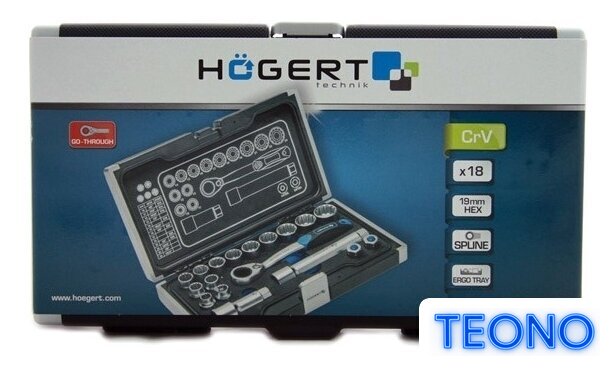 Набор трещотка с головками Hoegert Technik HT1R478 (18 предметов) - Изображение №5 — Интернет-магазин Teono.by