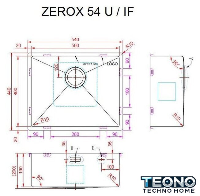 Кухонная мойка ZorG Zerox 54 U / IF Zurinox PVD Gunblack - Изображение №4 — Интернет-магазин Teono.by
