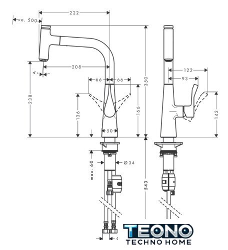 Смеситель Hansgrohe Metris Select 240 14857800 - Изображение №2 — Интернет-магазин Teono.by
