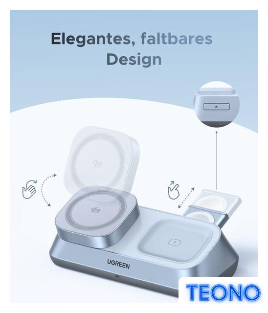 Беспроводное зарядное Ugreen MagFlow 3-in-1 W711 55677 (голубой) - Изображение №3 — Интернет-магазин Teono.by