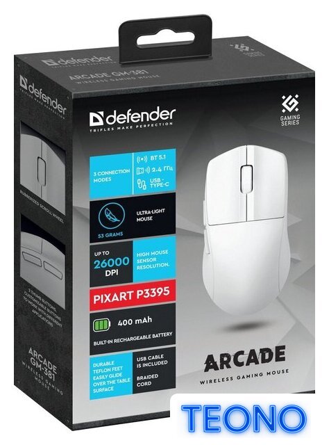 Игровая мышь Defender Arcade GM-381 (белый) - Изображение №4 — Интернет-магазин Teono.by