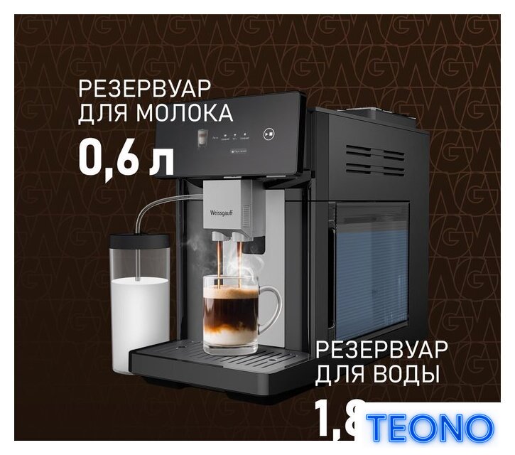 Кофемашина Weissgauff WCM-340 TFT Automatic Touch Cappuccino Nero - Изображение №15 — Интернет-магазин Teono.by