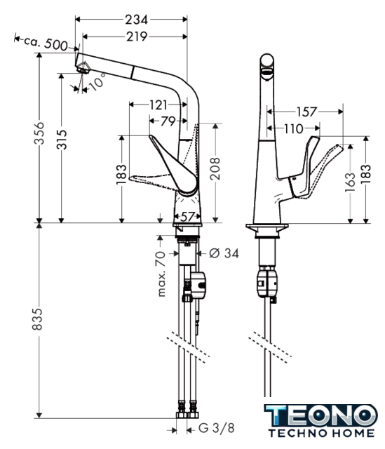 Смеситель Hansgrohe Metris 14821000 - Изображение №4 — Интернет-магазин Teono.by